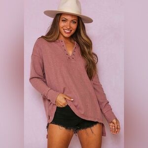 Women's Pink Long Sleeve Top